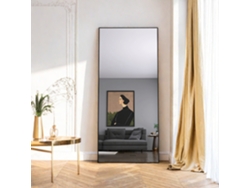 Espejo de cuerpo entero 180x80 cm, cristal templado, para montaje en pared y suelo, para pasillo, dormitorio u oficina, negro Rosahqnda