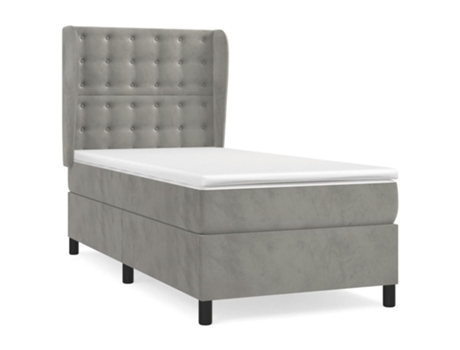 vidaXL Cama con somier y colchón 90x200 cm terciopelo gris claro