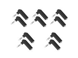 Yncm2026-10 Piezas Adaptador Conector 3.5mm Macho A Hembra 90 Grados Para Auriculares Estéreo