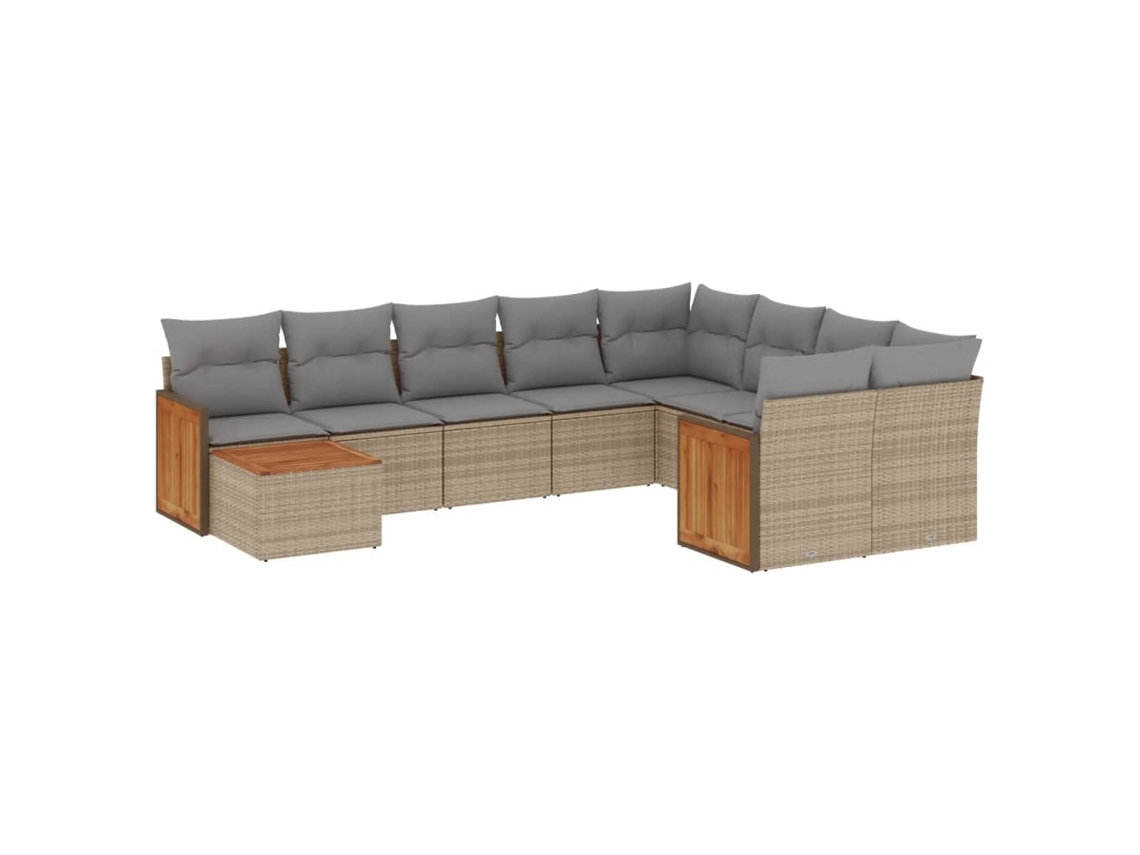 Maison Exclusive - Juego De Sofás Jardín Con Cojines Beige 10 Pzas Ratán Sintético