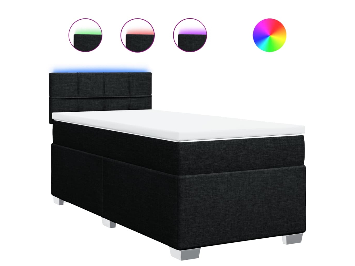 Maison Exclusive - Cama Box Spring Con Colchón Tela Negro 90x190 Cm