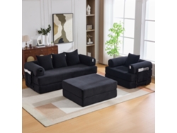 Sofá Modular De 4 Plazas En Terciopelo De Pana Con Bolsillo Lateral Y 4 Cojines.