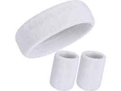 Conjunto de muñequeras deportivas blancas - Juego de 3 piezas - Diadema Y - Algodón - Diadema deportiva - Universal