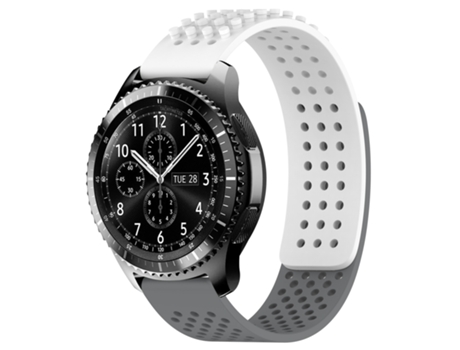 Correa de reloj inteligente para Samsung Gear S3 Frontier 22 mm Agujeros transpirables Puntos 3D Silicona (Blanco + Gris)