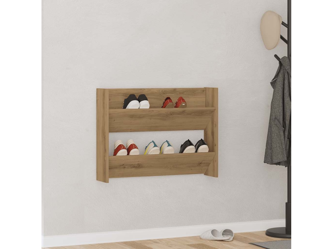 Zapatero | Armario Zapatero De Pared Madera Ingeniería Roble Artisan 80x18x60 Cm