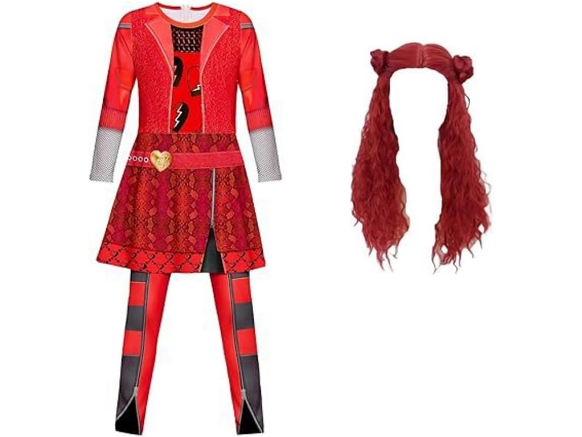 Disfraz De Princesa Roja Para Niñas Con Peluca Para Saltar, Disfraz Infantil Para Fiestas.
