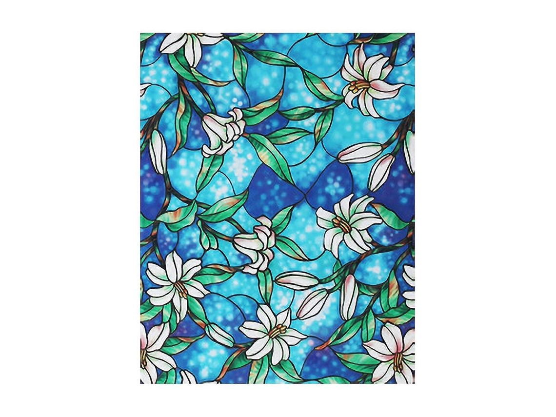 Película para ventanas con diseño floral en bloques de vidrio para baño, dormitorio o sala de estar - mxbc
