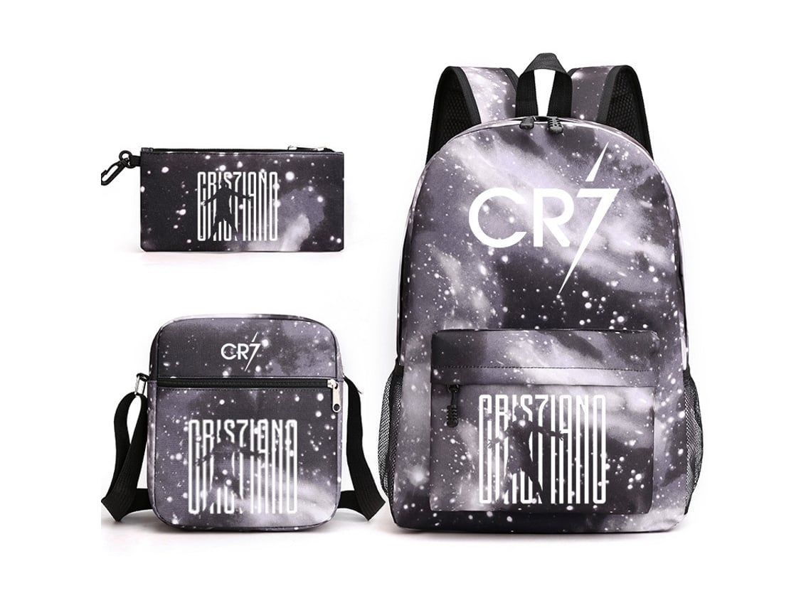 Conjunto De Mochila Cr7, Bolso Cruzado Y Estuche Para Lápices, Con Diseño De Cielo Estrellado, Ideal Para Estudiantes Y Viajeros.