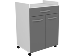 Carro 60 cm - 1 cajón y 1 puerta - 60 x 44 x 81 cm - Color gris brillo AUCUNE