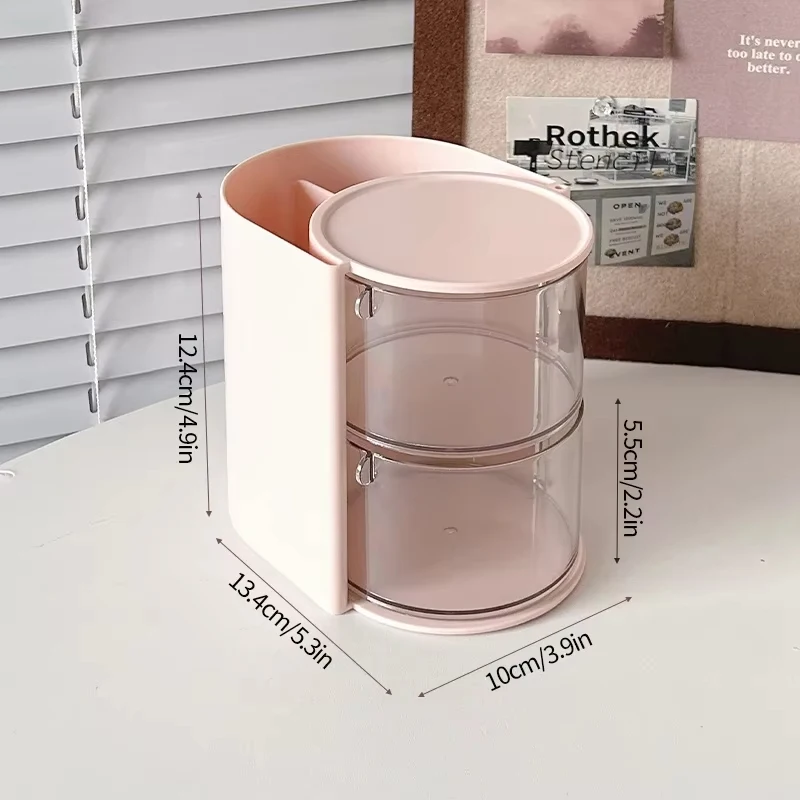 (doble Capa Rosa) Caja De Almacenamiento De Cosméticos, Caja De Almacenamiento De Cojín De Base De Baño