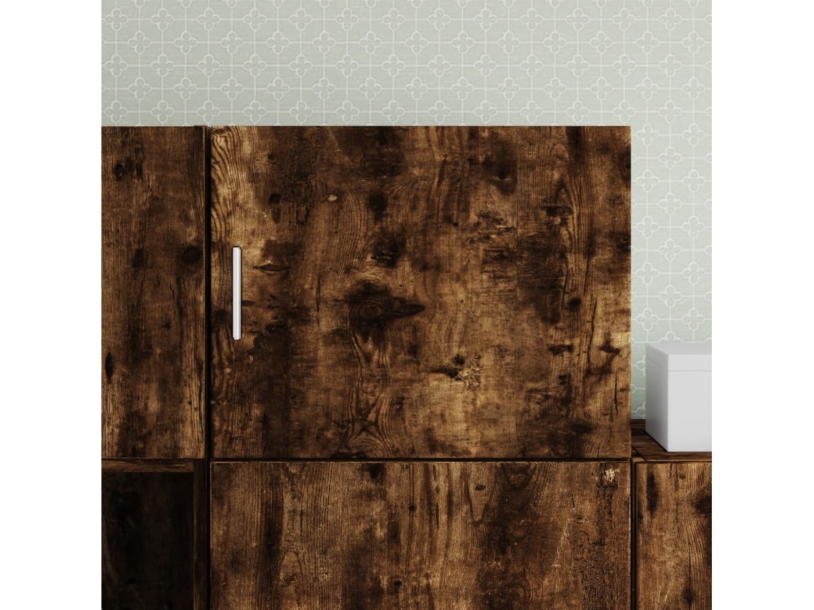 Armario De Pared Madera Ingeniería Roble Ahumado 50x42,5x40 Cm