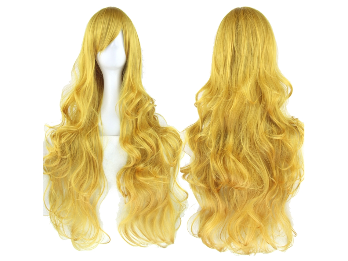 Peluca larga y rizada para cosplay de personajes de anime, 80cm (dorada) Gertiz