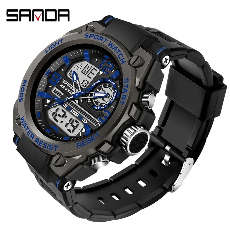 Reloj Deportivo Para Hombre (azul) Con Doble Pantalla, Modelo G, Led, Digital, Militar, Resistente Al Agua.