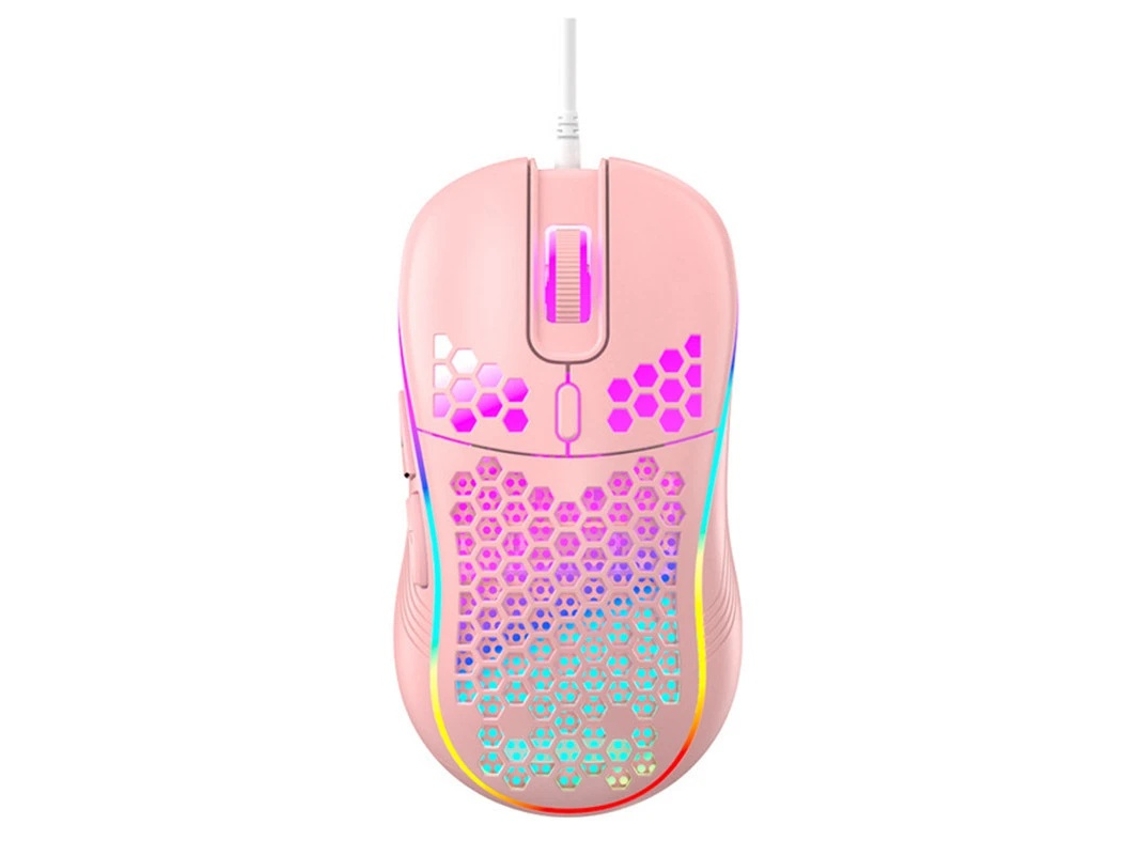 Ratón YIZHOOD 7200DPI Portátil de Gama Alta USB con Cable RGB Gaming Carcasa Celular PC Accesorios para Computadora Portátil Rosa