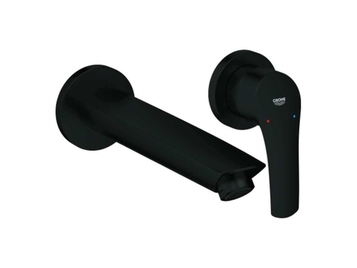 Grifo mezclador de lavabo Eurosmart de 2 orificios, instalación empotrada, salida de 209 mm, sin desagüe, 293382433, negro mate Grohe