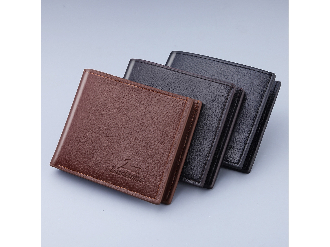 Cartera De Piel Para Hombre, Landscape Format Negro