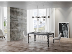 Mesa extensible 90x140/244 cm Karamay Cemento estructura Antracita