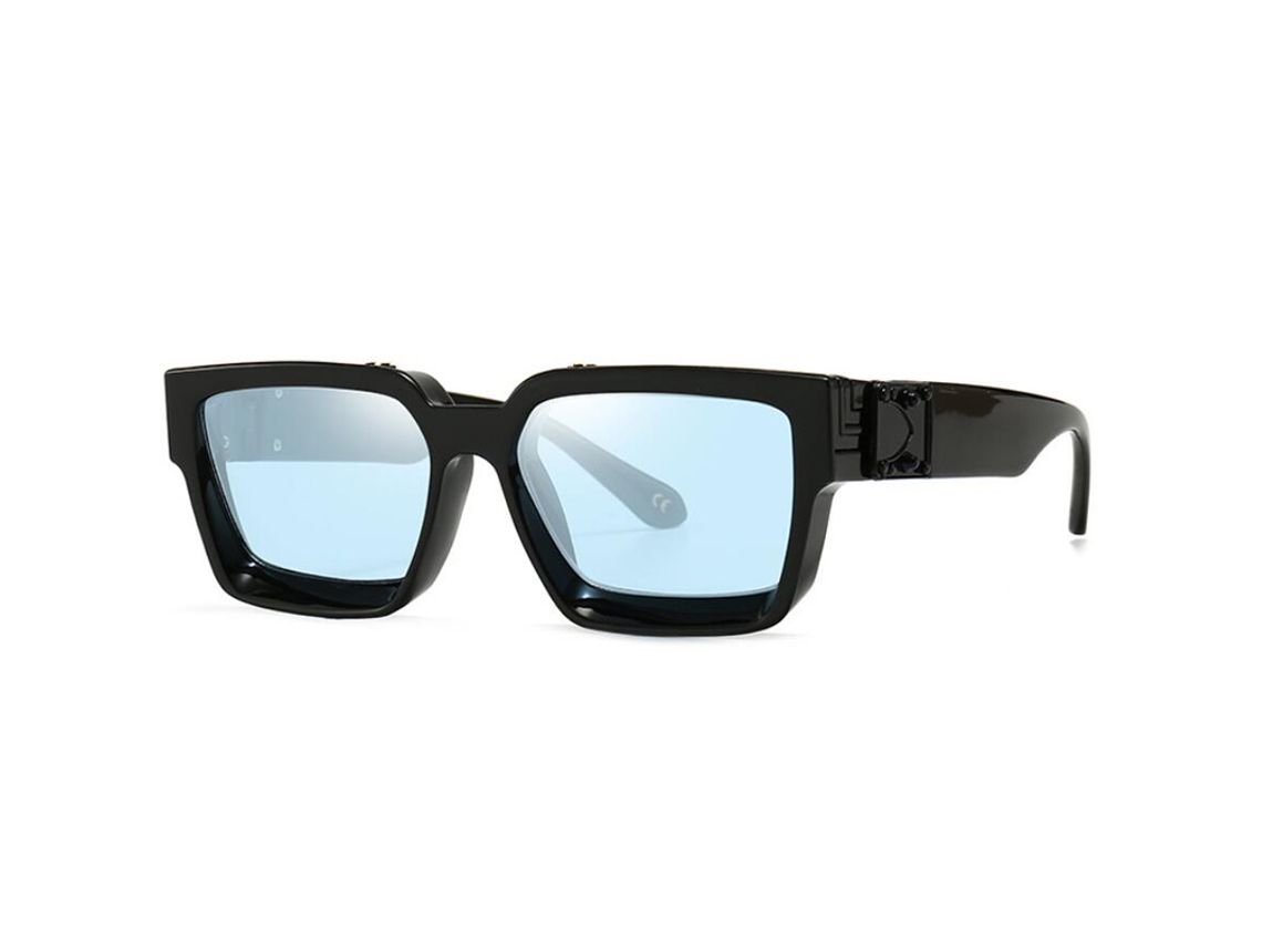 Gafas de sol rectangulares con diseño exclusivo para ciclismo, con lentes de policarbonato degradado MDUG (negro y azul)