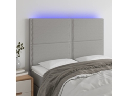 Cabecero Con Luces Led Tela Gris Claro 144x5x118/128 Cm