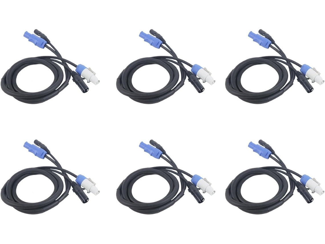 Cable Powercon 6x Con Conector Combinado Y Línea De Señal Xlr Para Conexión De Tránsito