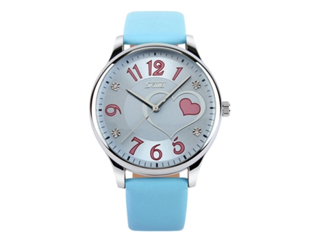 Relojes para Mujer Reloj Impermeable con Correa de Cuero de Cuarzo-Azul LUUCOZK