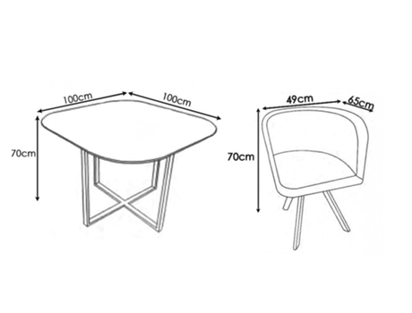 Mesa de Cristal Templado Teka 4 Sillas. Comedor o Cocina Negro 100x100 cm