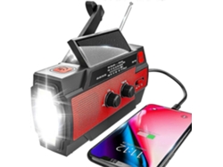 Radio de emergencia portátil GOKOCO con manivela, alimentada por energía solar y linterna.