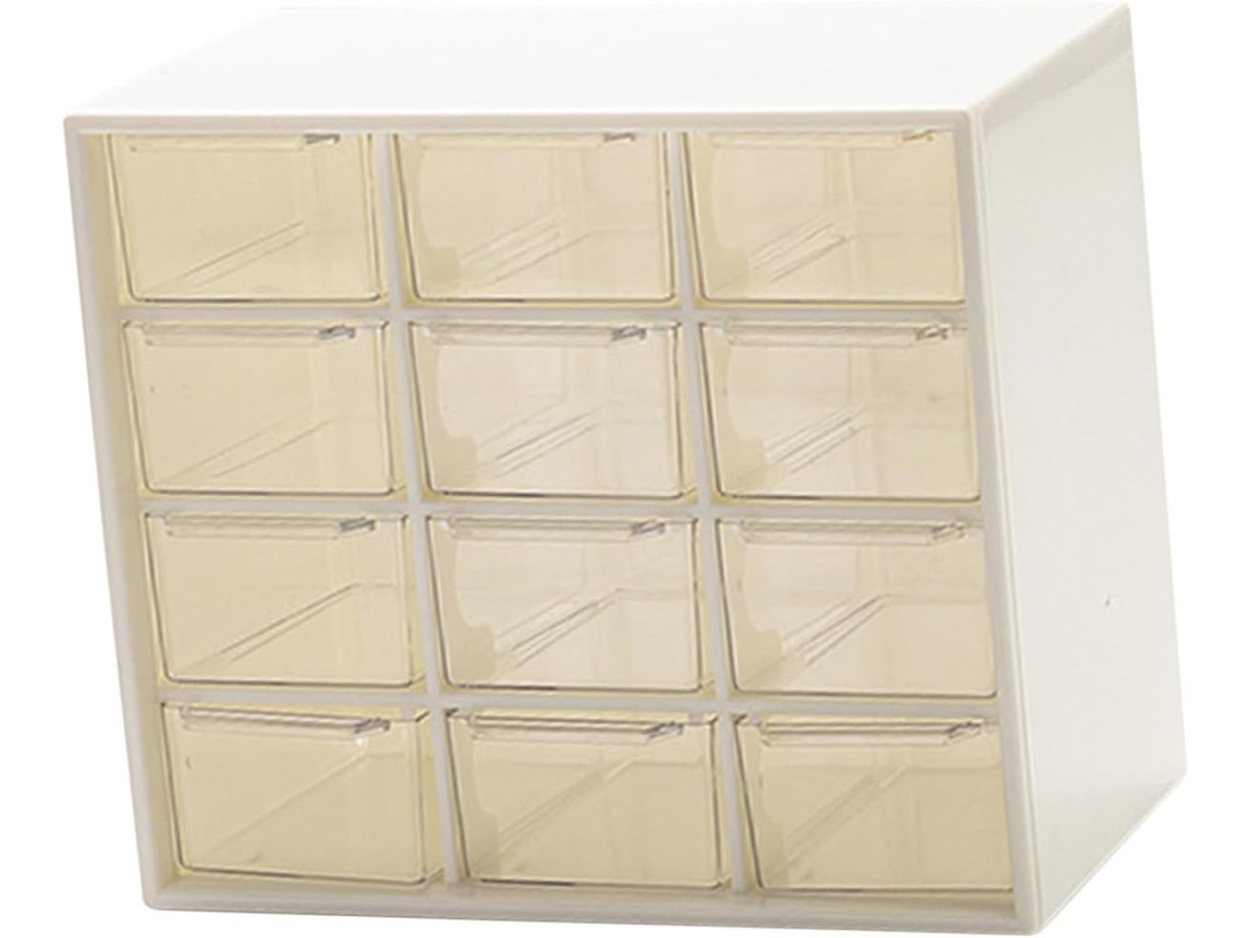 Caja organizadora de plástico blanco de gran capacidad para oficina y baño. SFUSHOS