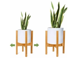 Soportes ajustables para plantas de 12 cm, modernos soportes de madera de bambú para macetas de interior y exterior.