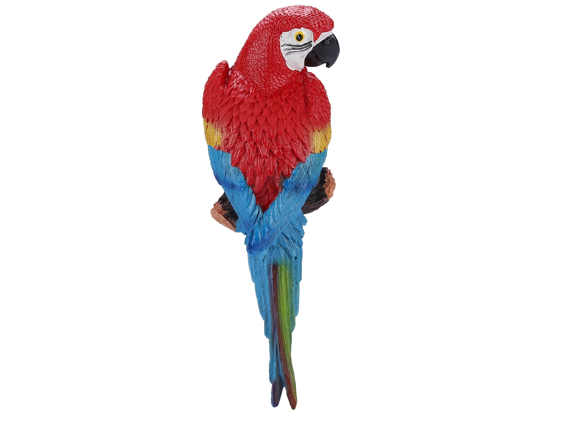 Figura de loro de resina viva para pared de jardín - Rojo, izquierda