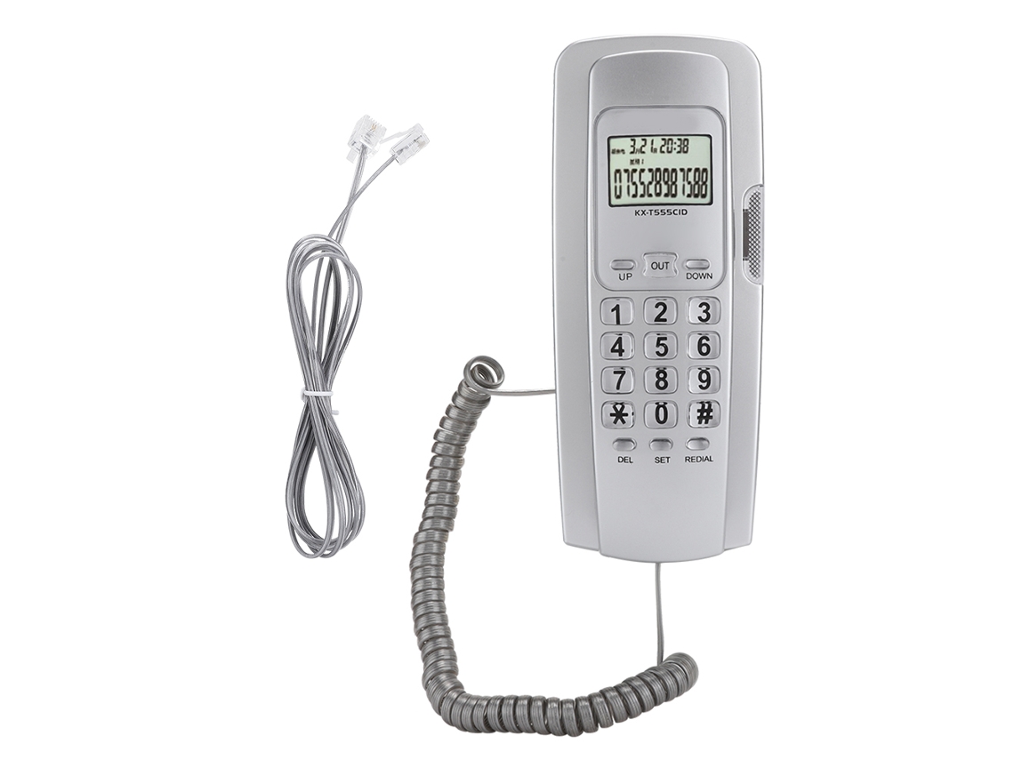 Mini teléfono de pared (identificador de llamadas LCD con retroiluminación)