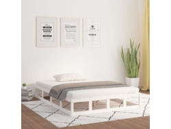 Estructura De Cama Doble De Madera Maciza Blanco 135x190 Cm