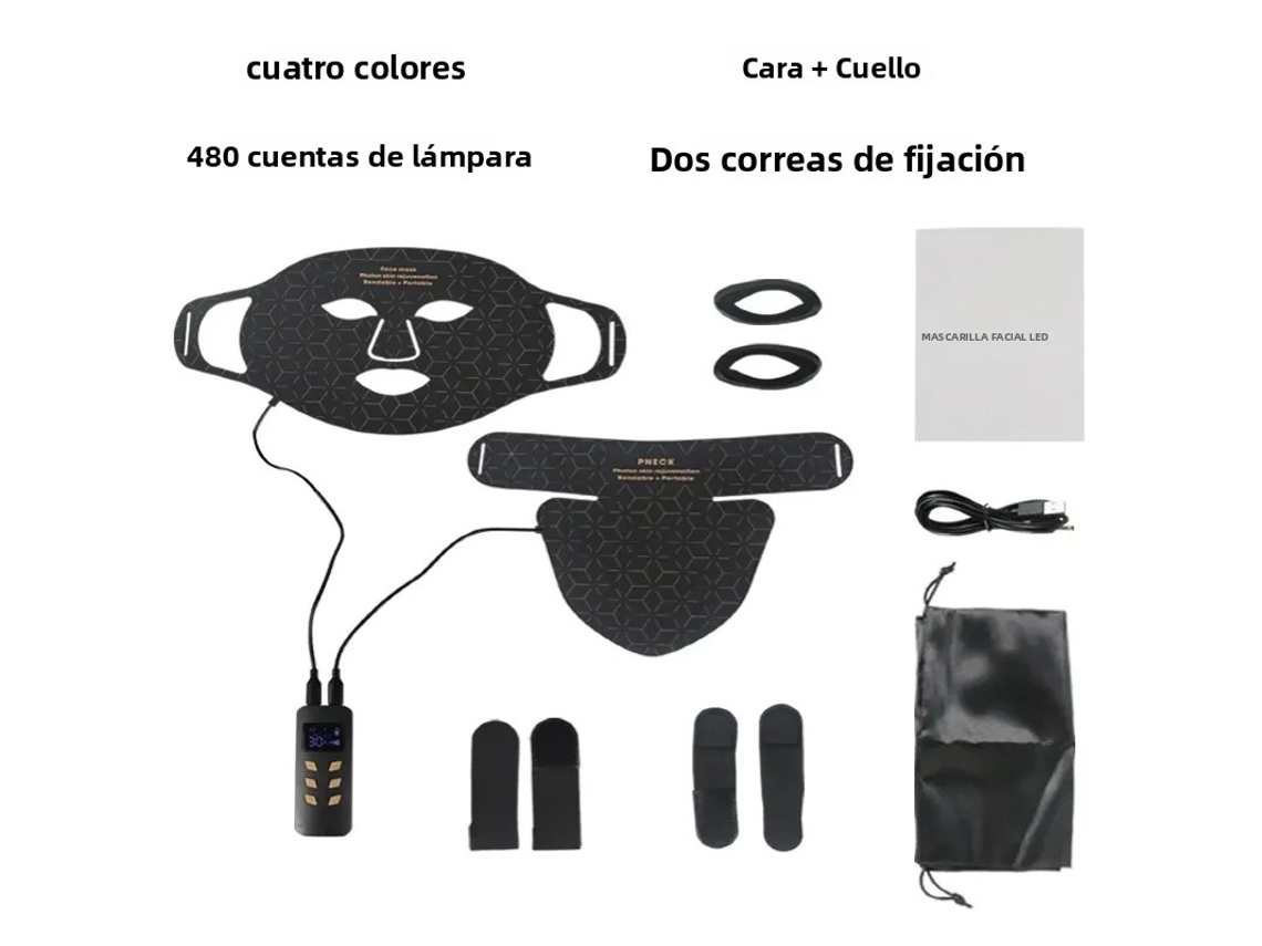 Máscara de fototerapia LED roja, equipada con 480 luces ajustables en cuatro colores, fabricada en silicona. MDUG (estilo 1)