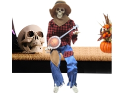 Esqueleto decorativo de Halloween, esqueleto de banjo articulado de 23 cm, hace sonidos divertidos, C Gokoco