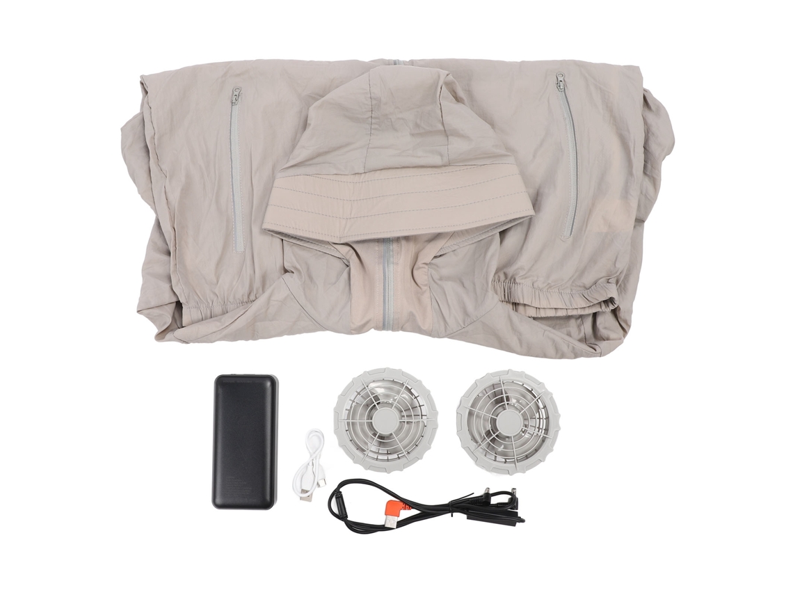 Chaqueta De Protección Solar Con 2 Ventiladores, Batería De 20000 Mah, Usb, Ligera, Elegante Para Verano, Pesca Al Aire Libre, Color Gris.