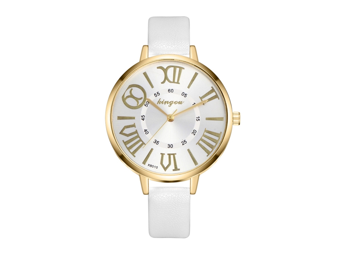 Reloj De Cuarzo Para Mujer Zhoulianfa De Piel Sintética Con Esfera Blanca De Números Romanos.