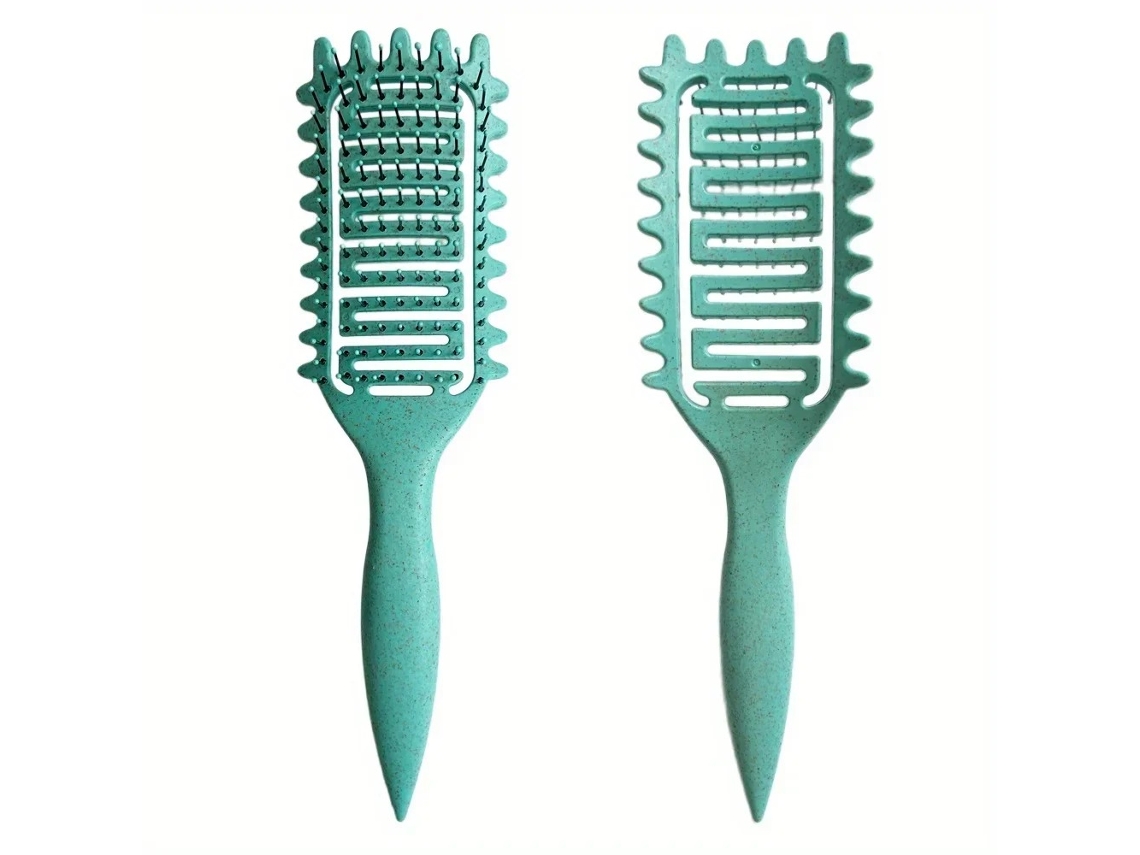 Cepillo de peinado con cerdas huecas de jabalí para crear rizos y fijar el cabello. MDUG (verde)