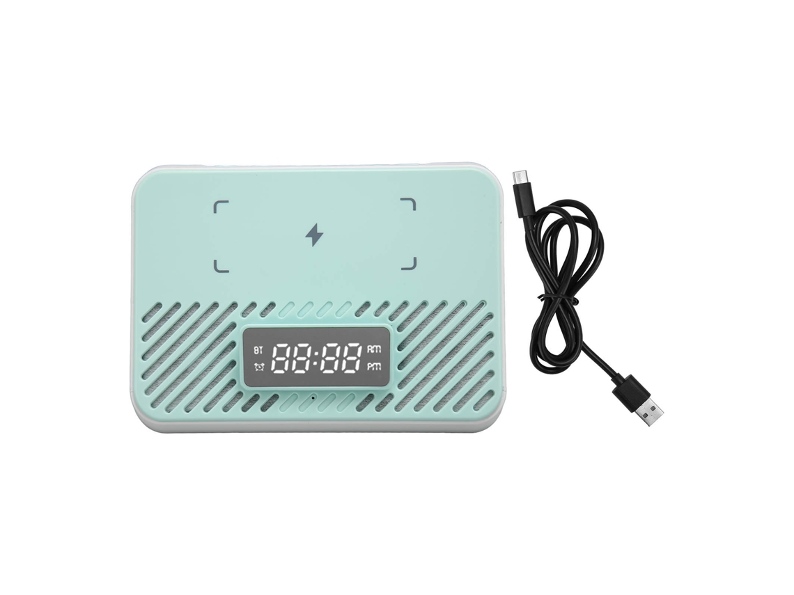 Estación De Carga Inalámbrica 3 En 1 Con Altavoz Bluetooth Y Reloj Despertador Digital - Azul