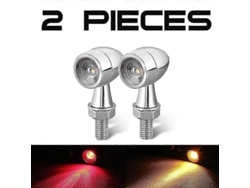 Rebe-luces De Señalización Led Moto Chrome 12v Indicadores Intermitentes Drl Freno Para Honda Suzuki Kawasaki 2 Piezas Rojo Amarillo