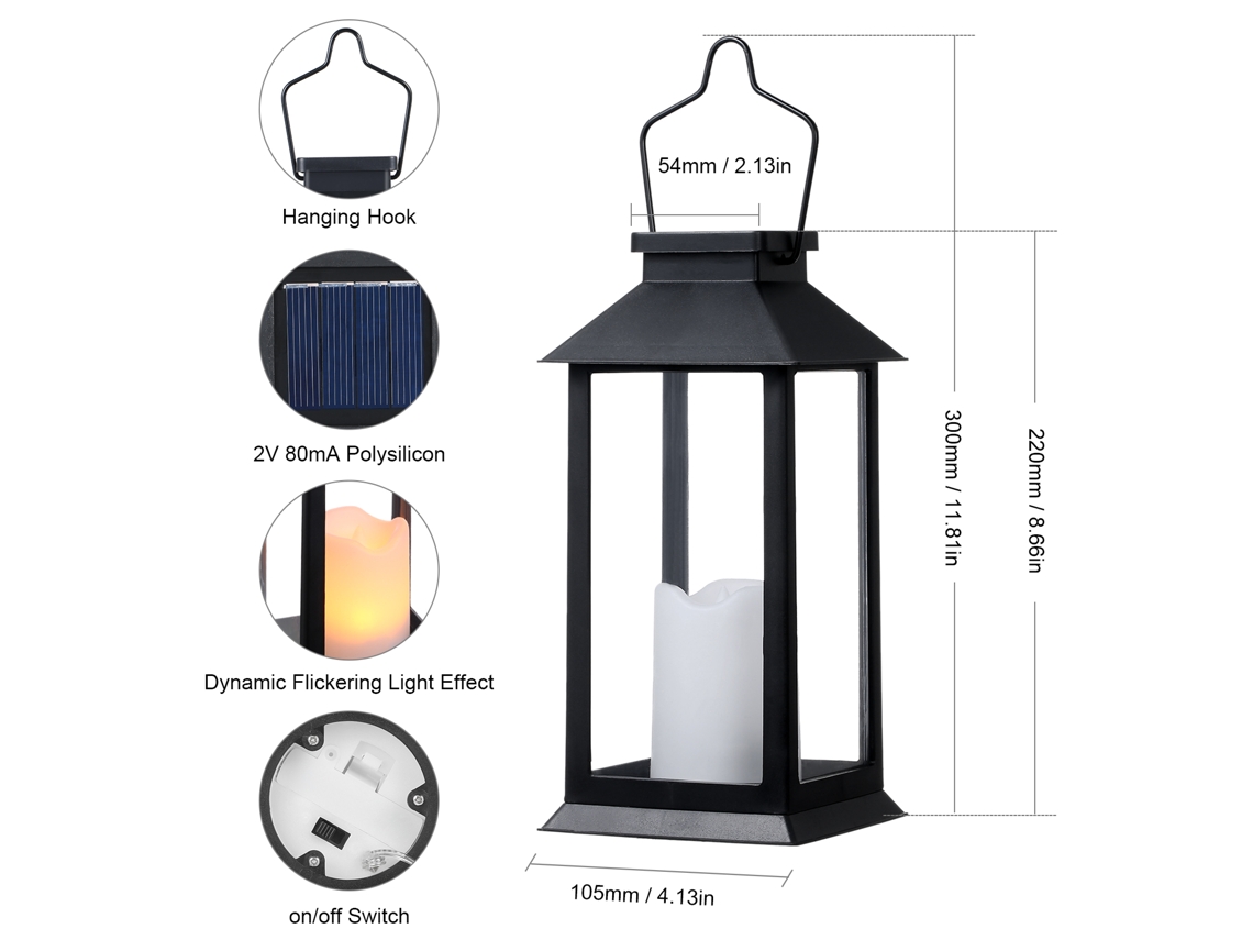 Farol Solar Con Vela, Sin Fuego, Led, Para Decoración De Jardín Y Exteriores, Faroles Colgantes.