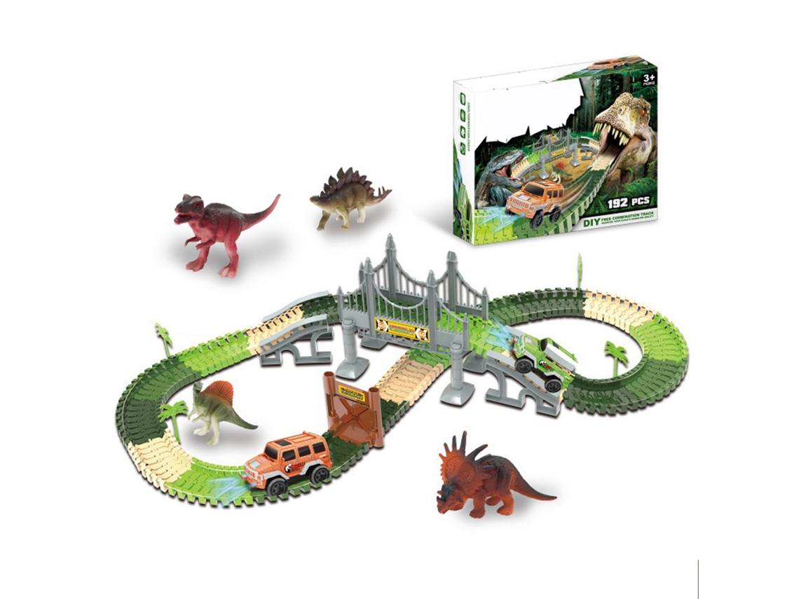 192pcs Juguetes De Carretera De Dinosaurios Mejora La Imaginación Interacción Padre-hijo Flexible Para Niños Niñas