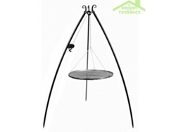 Trípode de 200 cm con Rejilla de Acero Natural de 50 cm + Cabrestante