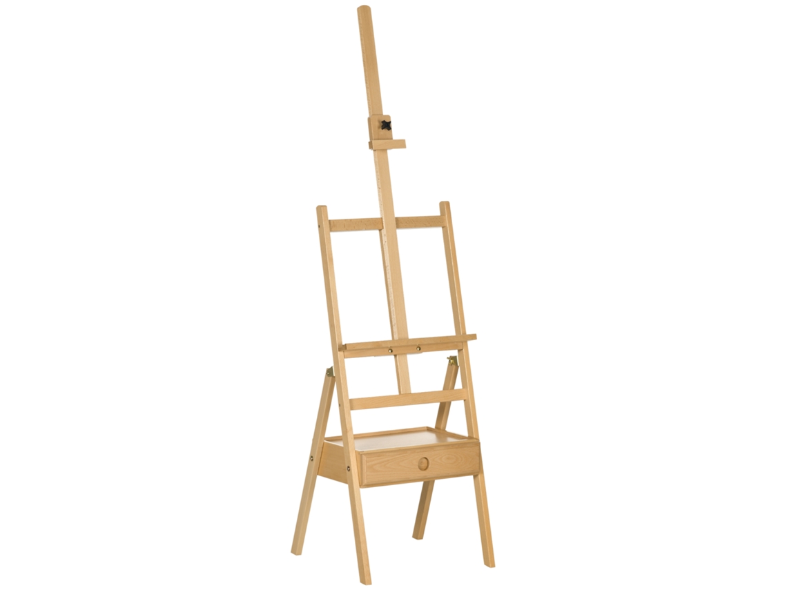 Caballete Artista Altura Regulable 1 Cajón Madera Natural Negro