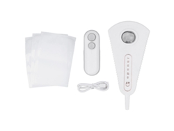 Selador De Sacos Portátil 2 Em 1 Manual Recarregável Com Abertura De Garrafas E Cortador Para Armazenamento De Alimentos Branco