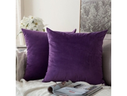 2026-2 Fundas De Almohada Cuadradas De Terciopelo Suave 45x45 Cm Morado Oscuro Sin Relleno Para Sofá Coche Dormitorio