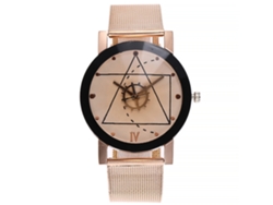 Reloj Unisex Vansvar Con Correa De Malla De Aleación Y Esfera Blanca En Oro Rosa.