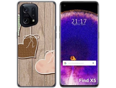 Carcasa para Oppo Find X5 5G TUMUNDOSMARTPHONE Dibujos Corazones Madera Multicolor