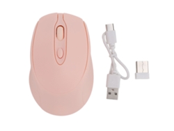 Ratón inalámbrico Bluetooth 5.0 2.4G de modo dual con receptor USB para teléfono móvil, portátil, PC, 800-1600 DPI, silencioso, recargable, rosa