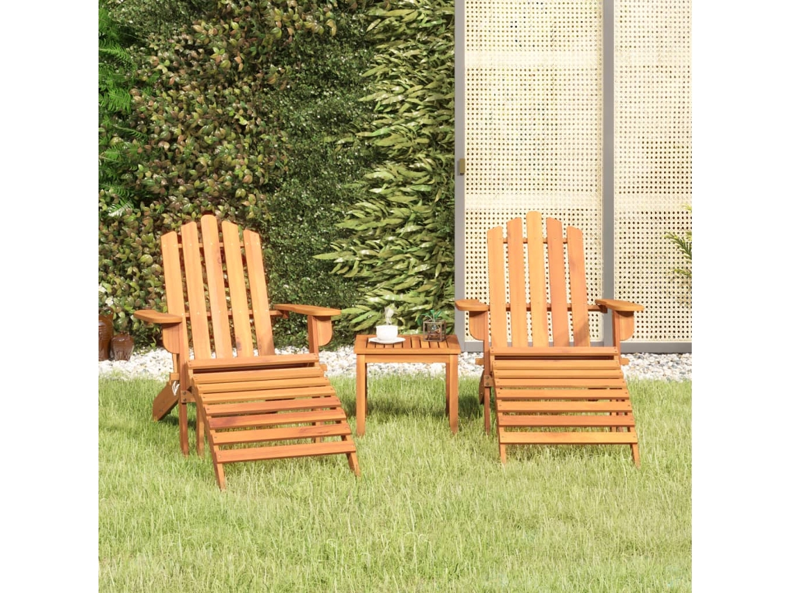 Juego De Muebles De Jardín Adirondack 3 Piezas Madera Acacia