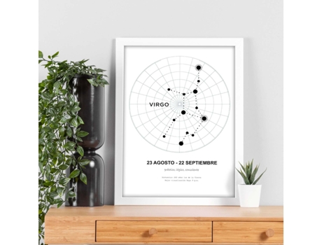 Póster NACNIC con La Constelación Virgo. Poster con Símbolo do Zodiaco en y Fondo do Cielo Estrellado